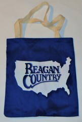 VINTAGE 1980s ‘REAGAN COUNTRY’ CLOTH TOTE BAG W/HANDLES! UNUSED! BLUE W/U.S. MAP
