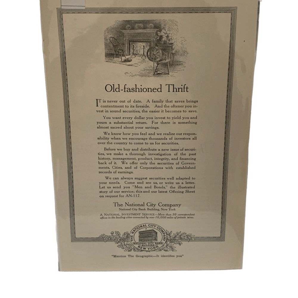 Vintage 1920 Old Fashioned Thrift National City Company NY As Advertisement