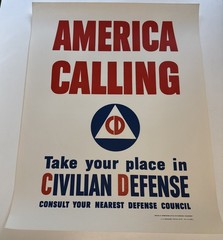 Big 1941 Civilian Defense Council Poster Civil US Govt OCD pre WWII vtg original