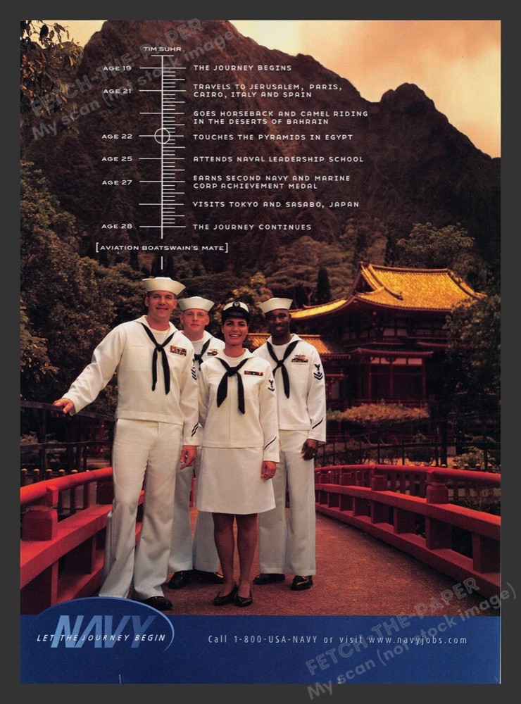 U.S. Navy Career Timeline Japan 1990s Print Advertisement Ad 1999
