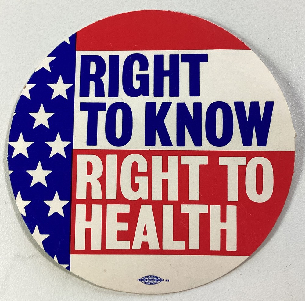 Right To Know Right To Health Sticker Vintage 1980s Original Decal Rare