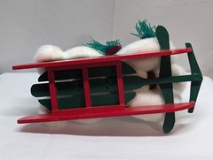 1995 USPS EXPRESS DELIVERY WHITE PLUSH CHRISTMAS TEDDY BEAR ON WOODEN SLED 11.5″