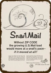 1968 USPS POST OFFICE ZIP CODE SNAIL MAIL VntgLook DECORATIVE REPLICA METAL SIGN