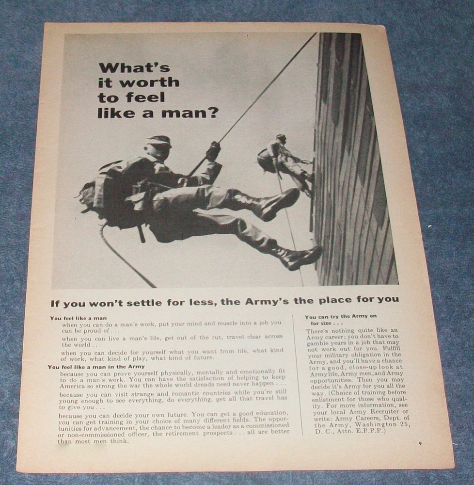 1962 United States Army Vintage Recruitment Ad «What’s it Worth…»
