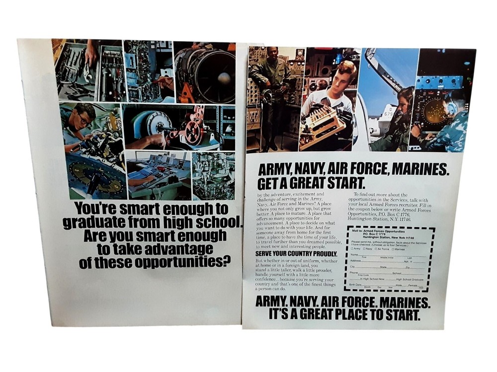 1982 Vintage Military Recruitment Print Ad Army Navy Air Force