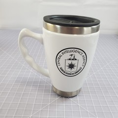 CIA Central Intelligence Agency Porcelain Stainless Sreel Coffee Cup w Lid