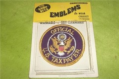1970s THE SHOW OFFS «OFFICIAL U.S. TAXPAYER» EMBROIDERED EMBLEM PATCH w ORIG PKG