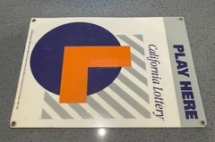 Vintage 1997 California Lottery PLAY HERE Large Retail Display Sign (23.5″x18″)