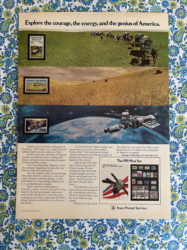 Vintage 1975 Print Ad Features U.S. Post Office 1974 Mint Set Stamps Offer