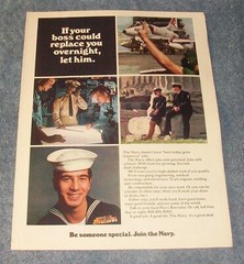 1974 united States Navy Vintage Recruitment Ad «If Your Boss Could Replace…»