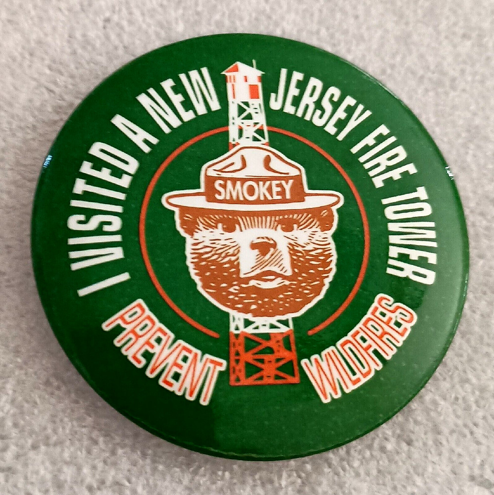 Smokey The Bear Prevent Wild Fires! Visited New Jersey Tower Pin Button NOS New