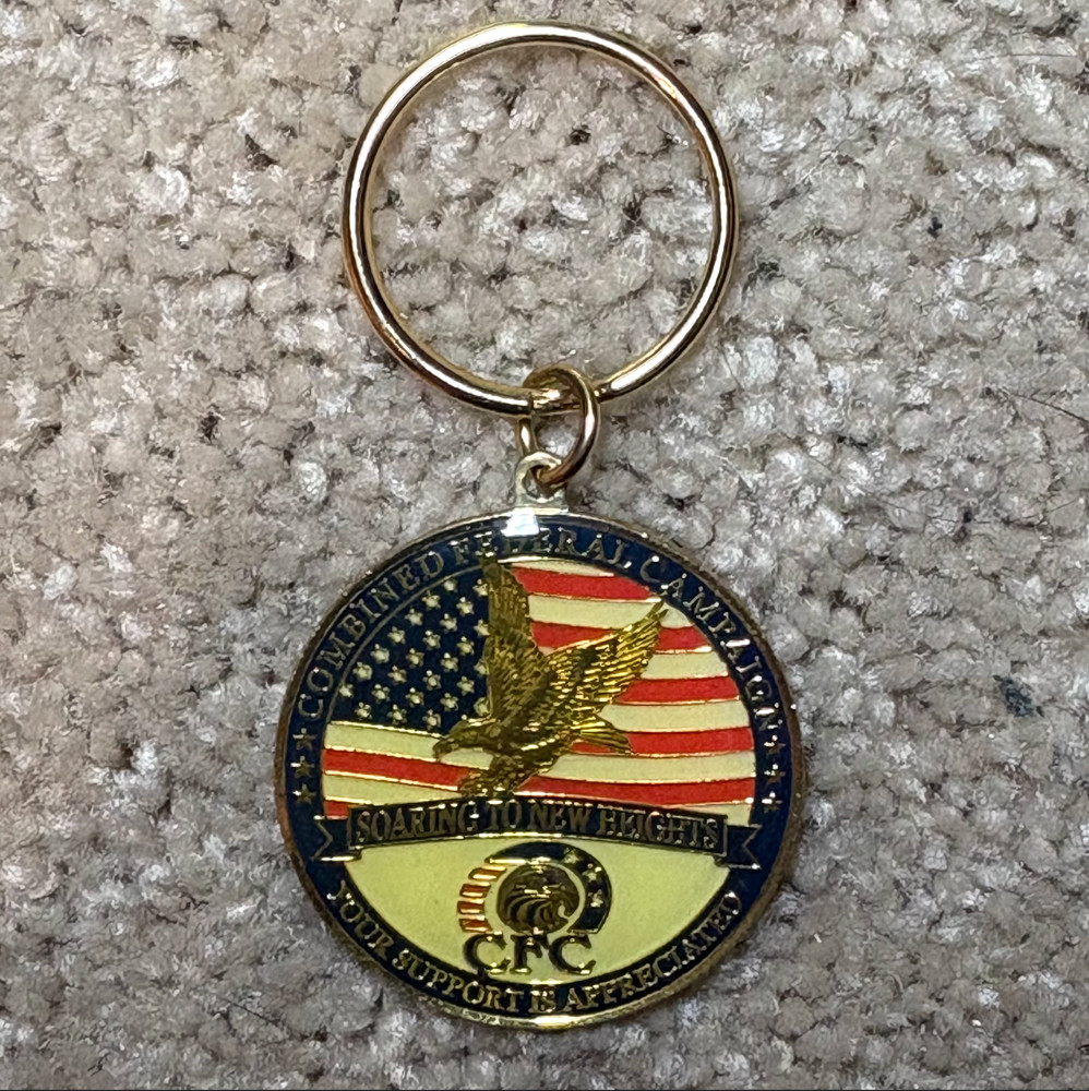 CFC Enamel Keychain Combined Federal Campaign USPS Postal Service Eagle Gold Ton
