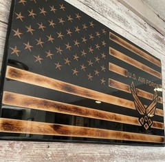 «US Air Force» American Flag! 24″ X 16″ CNC Machined Rustic Wooden