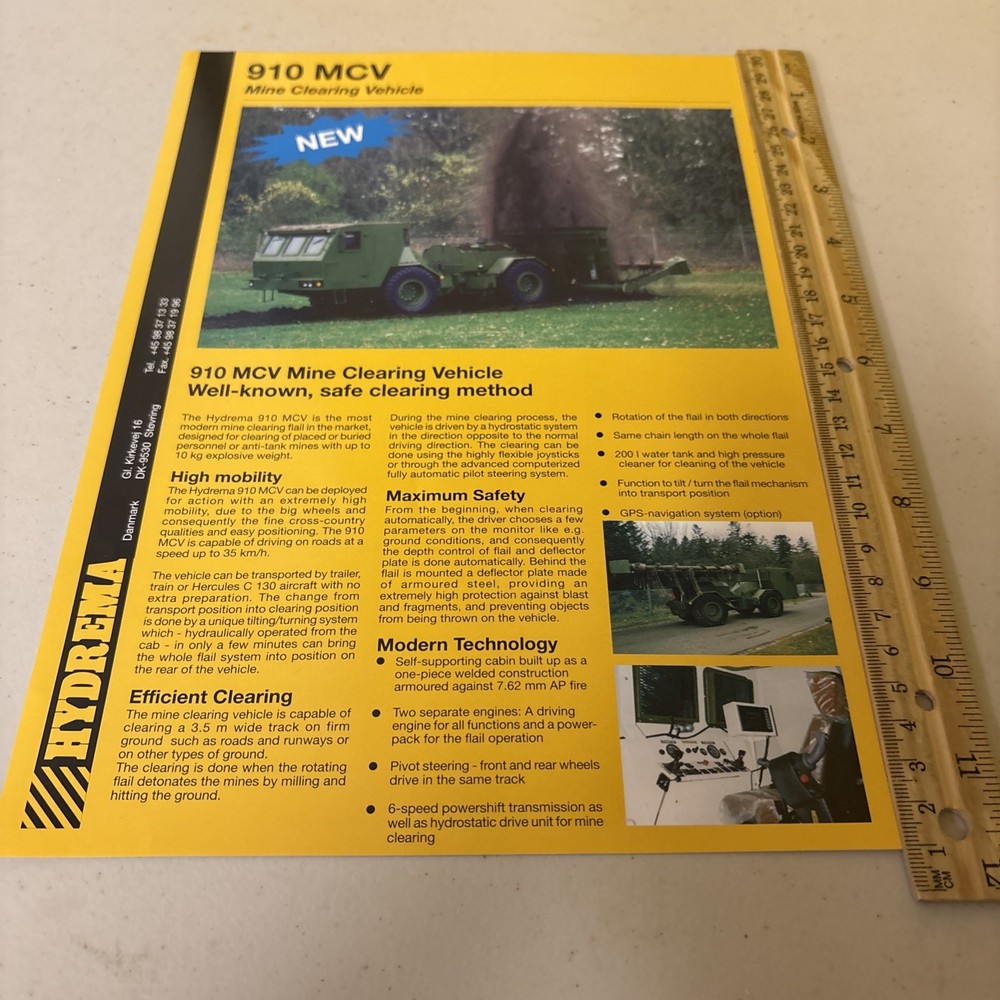 VTG 1997 Hydrema 910 MCV Mine Clearing Military Vehicle Advertisement Brochure
