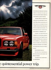 1988 Bentley Turbo R » Power Trip» Vintage Advertisement Print Art 2 Pg Ad