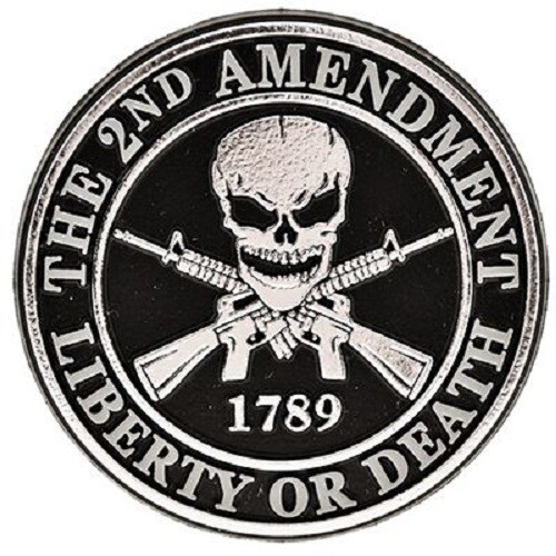 EagleEmblems The 2nd Amendament 1789 Liberty or Death Black/Silver Magnet 2 5/8″