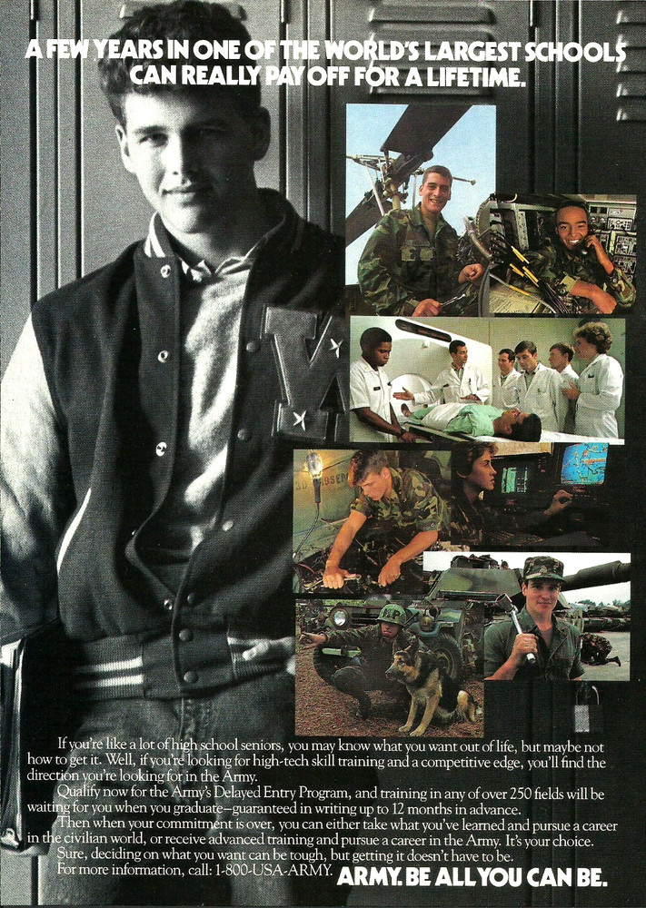1991 US Army Delayed Entry Program Skill Training School vintage Print AD