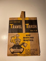 Vintage Keep Maryland Beautiful Paper Bag Trash Bag Sweepy Governors Committee