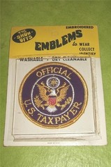 1970s THE SHOW OFFS «OFFICIAL U.S. TAXPAYER» EMBROIDERED EMBLEM PATCH w ORIG PKG