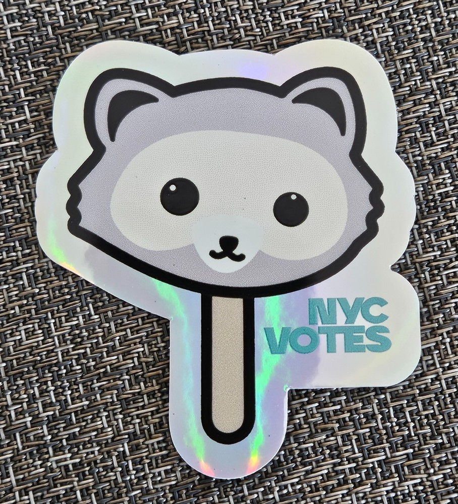 New York City NYC Votes Holographic Raccoon Sticker Election