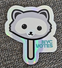 New York City NYC Votes Holographic Raccoon Sticker Election