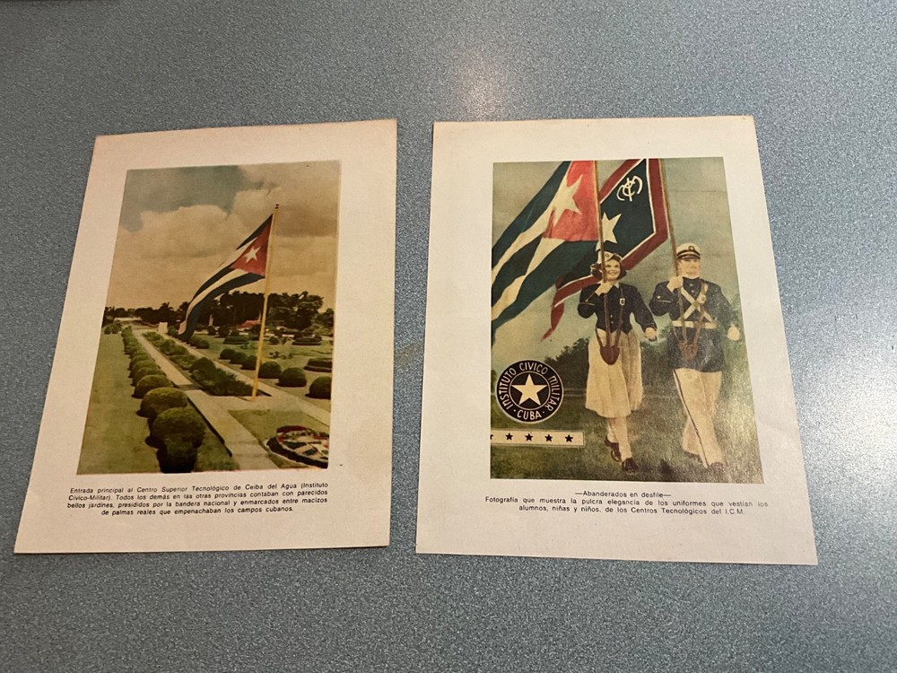 1950’s 2 cuban color Leaflet 8.2×6.2 Instituto Cívico Militar de Ceiba del Agua