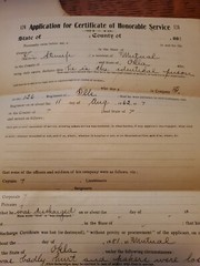 Vintage Military Paperwork App Cert Honorable Service 1862 / 1914 filled Out.