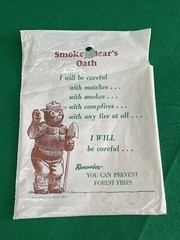 Original Plastic SMOKEY THE BEAR LITTER Bag 1960s GREEN CLEAN SCENE Trash Sack