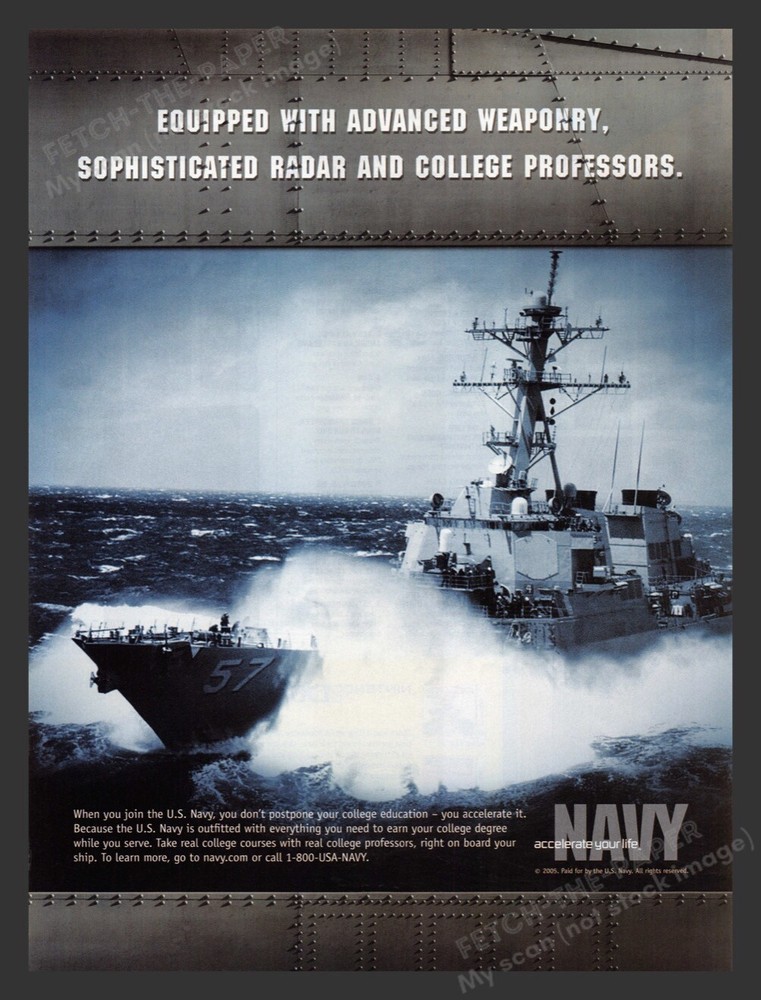 Navy «Equipped with Advanced Weaponry» 2000s Print Advertisement Ad 2005