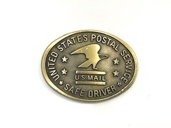 POST OFFICE POSTAL MAIL CARRIER MAILMAN GOVERNMENT BUCKLE Gold Tone