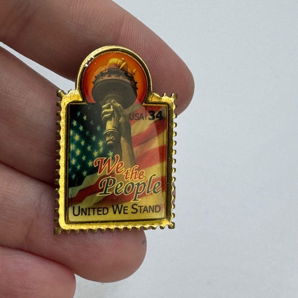 Vintage We The People United We Stand Statue Of Liberty 32c Stamp Lapel Pin