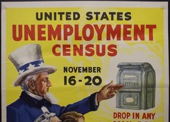 1937 United States Unemployment Census Uncle Sam Poster Depression Era Vintage