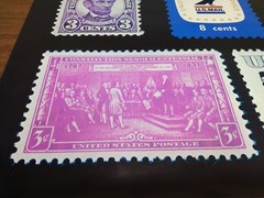 Vintage USPS Post Office Advertising Stamp Poster George Washington Liberty Bell
