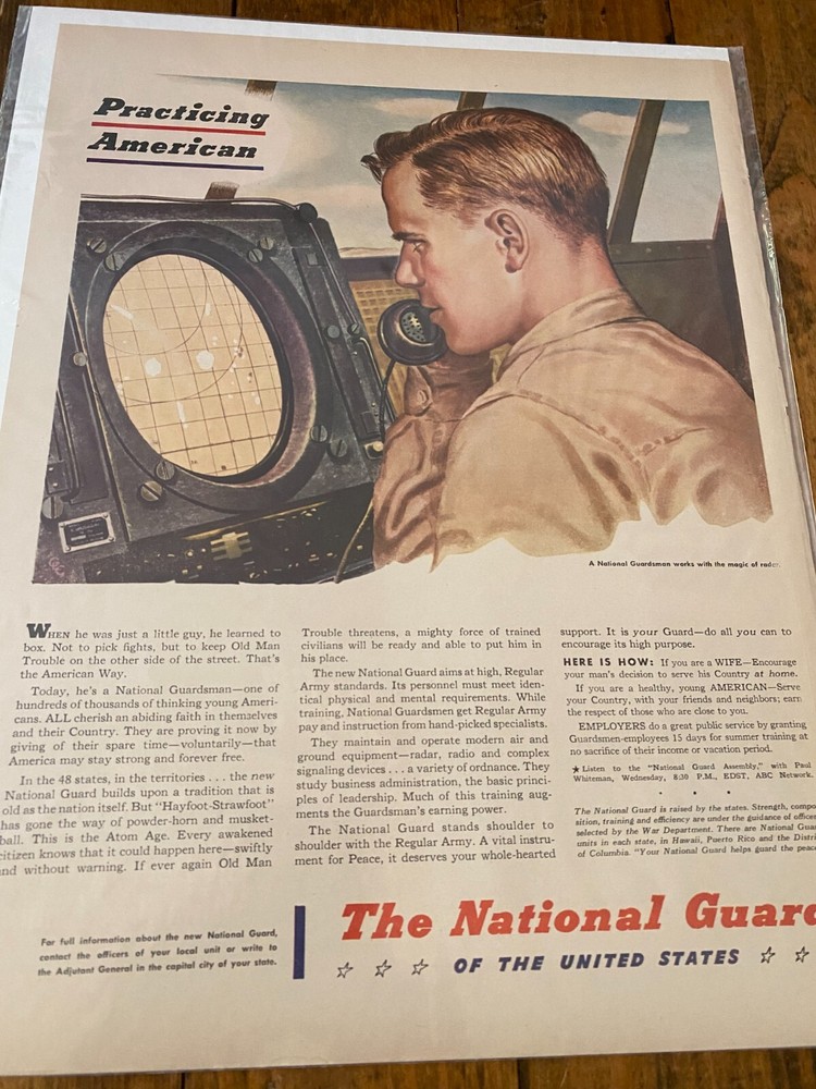 Vintage 1947 National Guard Magic Of Radar Recruiting ad