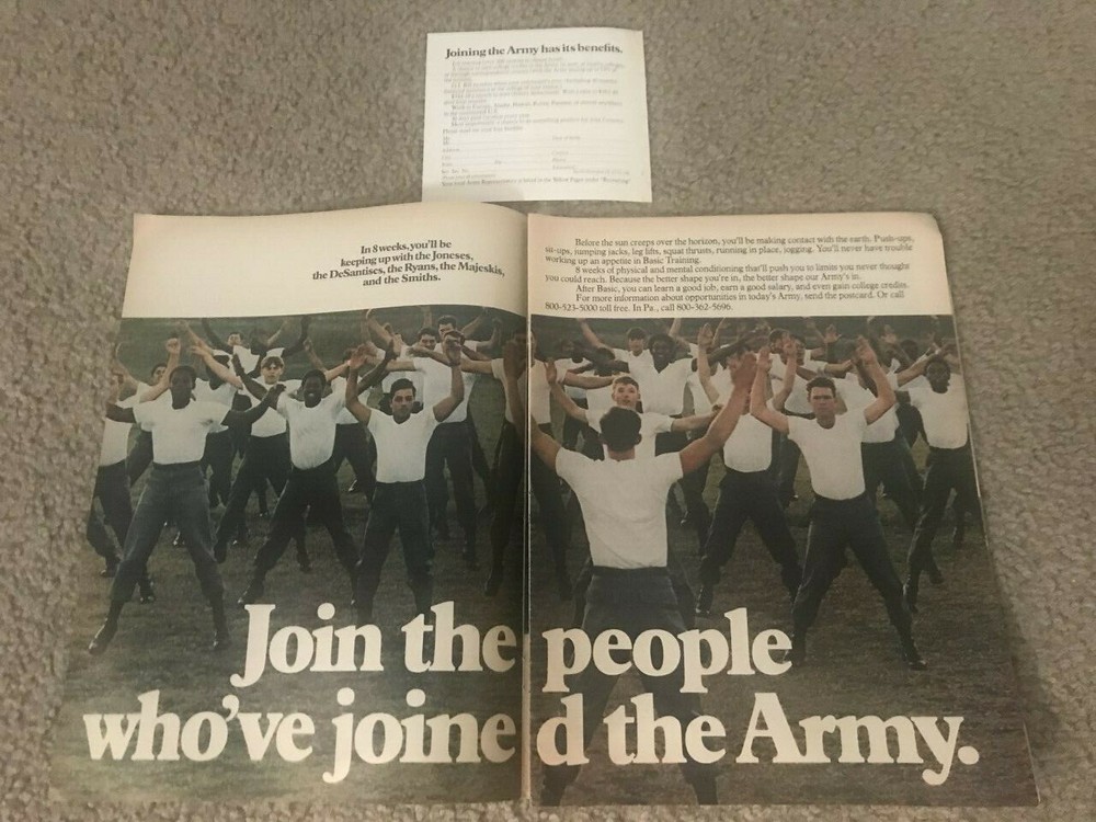 Vintage 1974 «JOIN THE ARMY» MILITARY Print Ad w/ MAIL-IN SUBMISSION FORM 1970s
