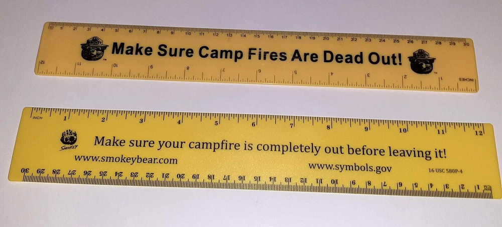 Vintage Smokey the Bear Ruler Hard Plastic & Soft Plastic DEAD OUT!