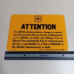 VTG NOS Forest Service National Park Attention Corner Monument Conservation Sign