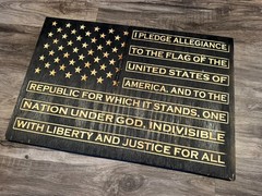 «Pledge of Allegiance» American Flag! 24″ X 16″ CNC Machined Rustic Wooden