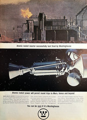 1965 Westinghouse Atomic Rocket Trip Mars Venus Beyond Reactor Vintage Print Ad