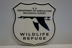 WILDLIFE REFUGE PLAQUE. of Agriculture Biological Survey enamel 14.6″ by 14″