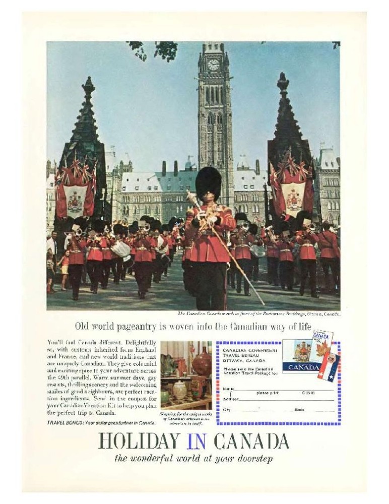 1964 Canada Holiday Guards March at Parliament Ottawa PRINT AD