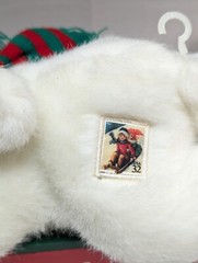 1995 USPS EXPRESS DELIVERY WHITE PLUSH CHRISTMAS TEDDY BEAR ON WOODEN SLED 11.5″