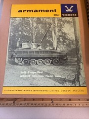 Vintage Vickers-Armstrongs Abbot 105MM Field Gun Military Tank Vehicle Brochure