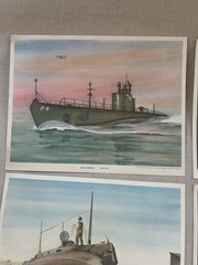 Vintage 1960s General Dynamics ELECTRIC BOAT Submarine Litho Print Set US Navy