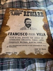 Fransico (Pancho ) Villa Poster 11”x8”-1915 Reward Wanted Sign Vtg