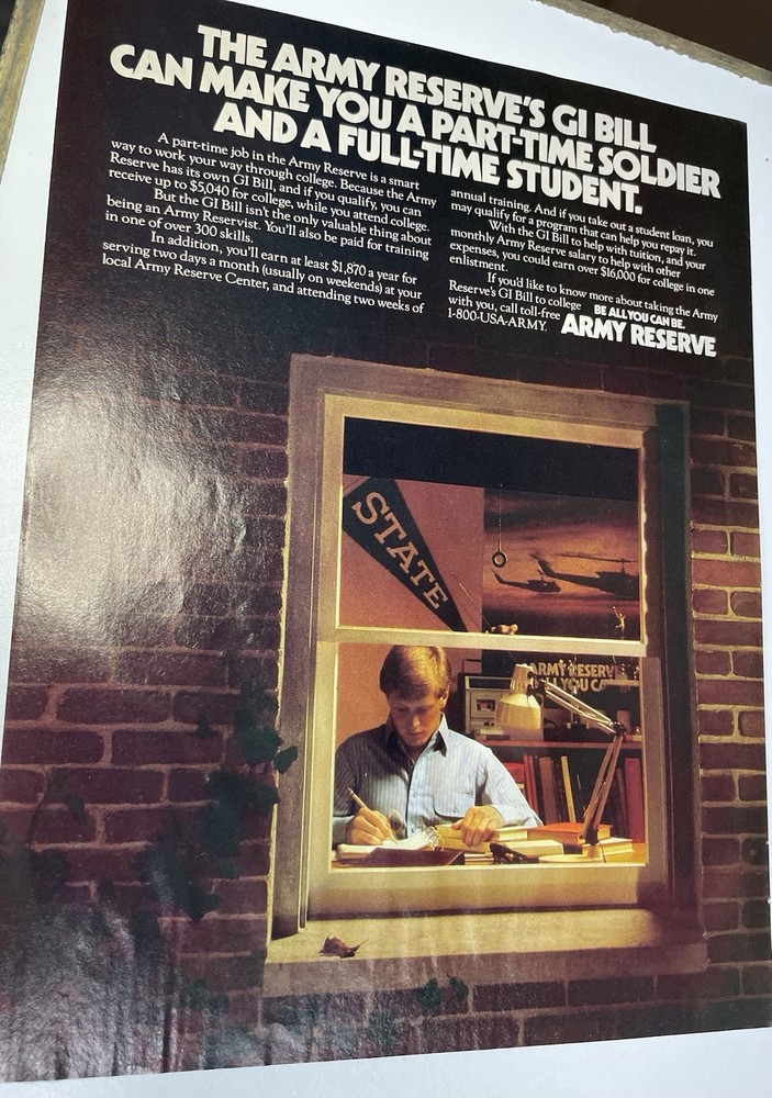 Vintage 1989 Army Reserve Recruitment Print Ad #584