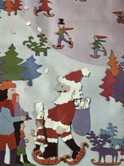 Vintage Original 1976 Christmas USPS Post Office Lobby Stamp Poster Santa Snow