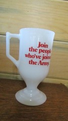 Vintage U.S. ARMY Recruiting I WANT YOU Milk Glass STEMMED COFFEE CUP – 1970’s