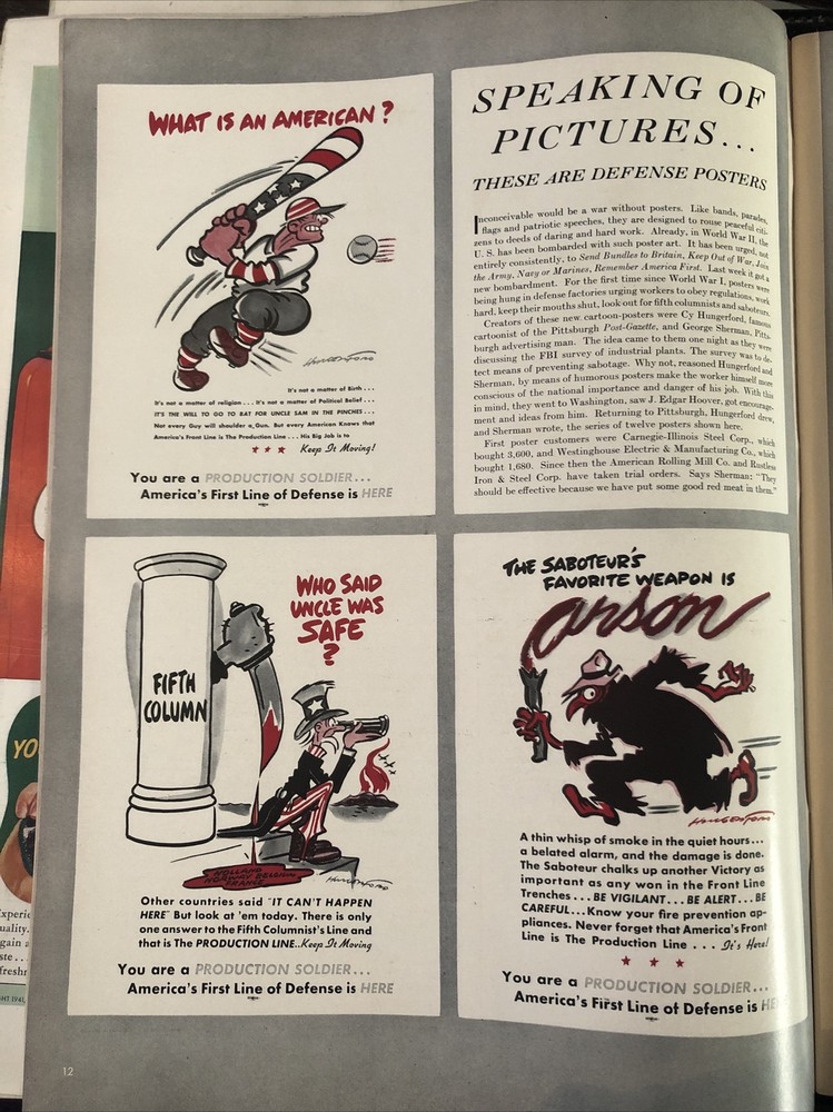 Cy Hungerford Defense Posters «Speaking of Pictures» Article LIFE Magazine 1941