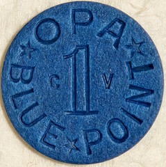 OPA BLUE 1 Point RATION COIN / TOKEN (U Select), WW2, Circulated (Very Good)